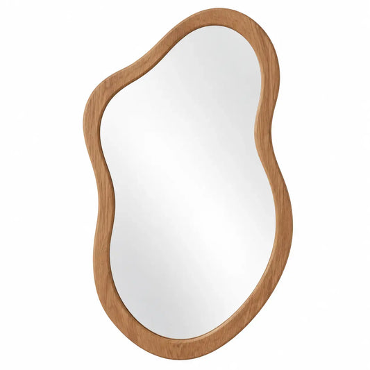 Espelho decorativo de contorno orgânico - Castanho