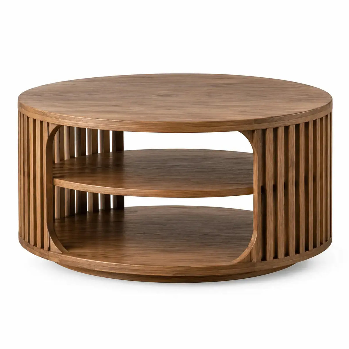 Mesa de centro de formato redondo - Castanho