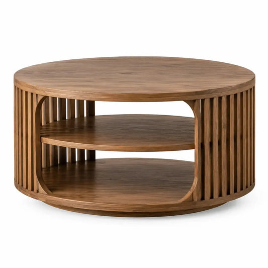 Mesa de centro de formato redondo - Castanho