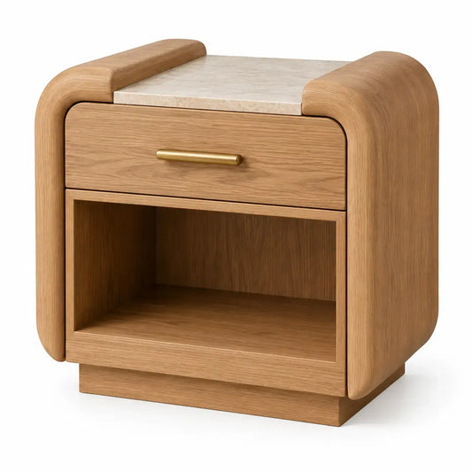 Mesa de apoio com gavetas - Castanho